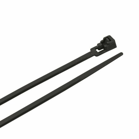 FORNEY Cable Ties, 8 in Black Releasable Standard Duty 62058